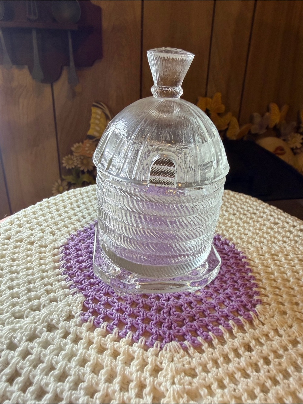 Clear Glass Honey Jar with Lid - Decorative Home Accent